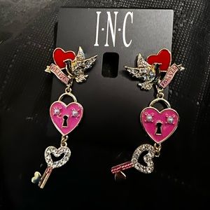 INC International Concepts Red and Pink Heart Earrings